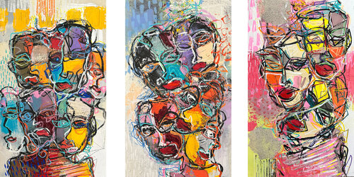 COMPOSITION "Diversité"  (VISAGE & FACE 2025) von Olivier Messas, Malerei kaufen auf Singulart