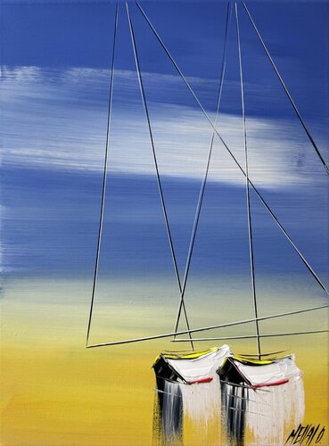 Paix en mer... (ESPRIT VOILE 2025) von Olivier Messas, Malerei kaufen auf Singulart