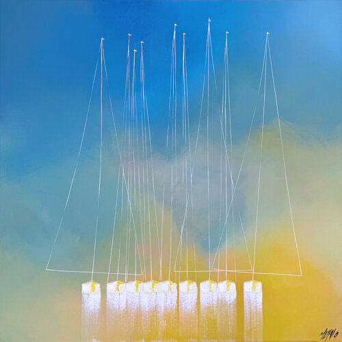 Lumière à l'horizon... (ESPRIT VOILE 2025) von Olivier Messas, Malerei kaufen auf Singulart