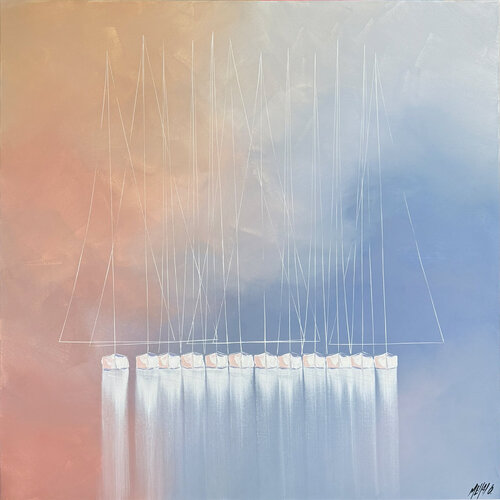 Entre ciel et mer... (ESPRIT VOILE 2025) von Olivier Messas, Malerei kaufen auf Singulart