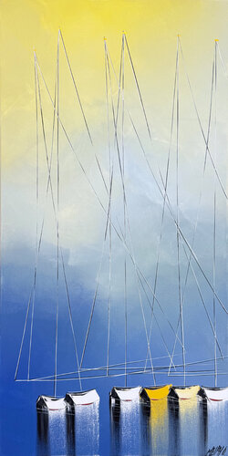Les mâts de l'aurore... (ESPRIT VOILE 2025) von Olivier Messas, Malerei kaufen auf Singulart