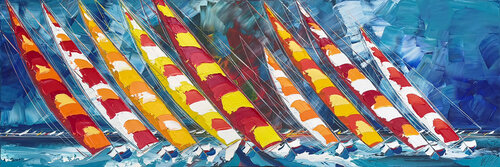 Jour de vent... (ESPRIT VOILE 2025) von Olivier Messas, Malerei kaufen auf Singulart