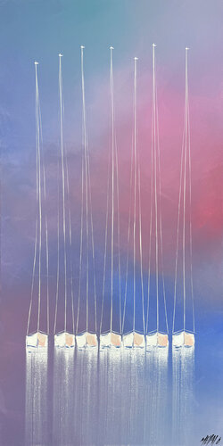 Les grands voiliers blancs... (ESPRIT VOILE 2025) von Olivier Messas, Malerei kaufen auf Singulart
