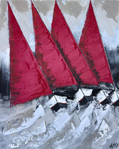 Régate rouge… (PAYSAGE ABSTRAIT 2025) van Olivier Messas, Schilderij te koop op Singulart