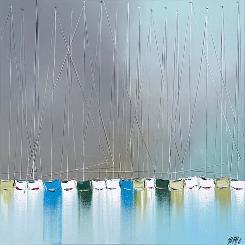 Les mâts de l'aurore... (ESPRIT VOILE 2025) von Olivier Messas, Malerei kaufen auf Singulart