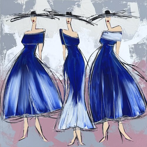 Les filles bleues marines... (EN SCÈNE 2025) by Olivier Messas, 회화 for Sale on Singulart