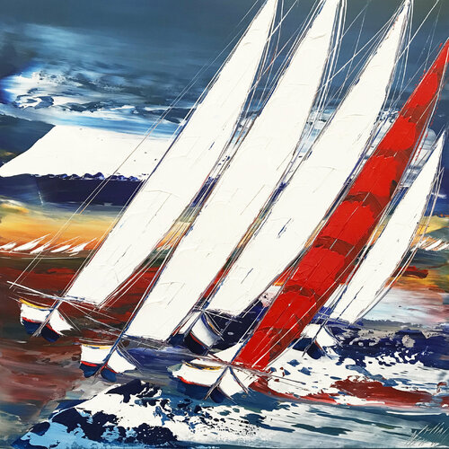 La voile rouge... II (2019) von Olivier Messas, Malerei kaufen auf Singulart