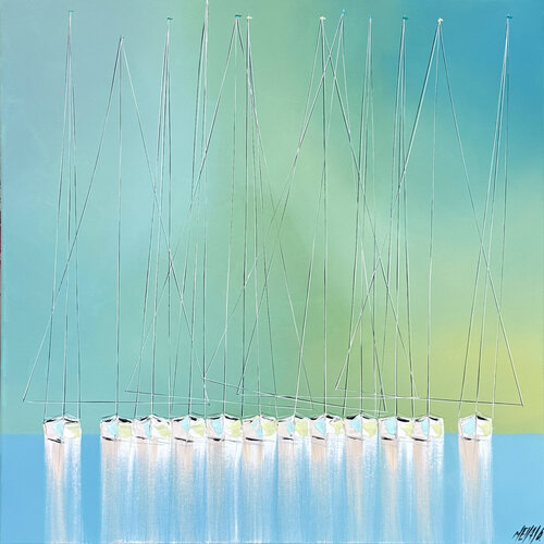 Printemps à l'horizon... (ESPRIT VOILE 2025) von Olivier Messas, Malerei kaufen auf Singulart