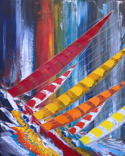 L'océan des couleurs... (ESPRIT VOILE 2025) von Olivier Messas, Malerei kaufen auf Singulart