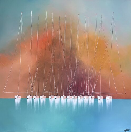 À l’aube des départs... (ESPRIT VOILE 2025) von Olivier Messas, Malerei kaufen auf Singulart