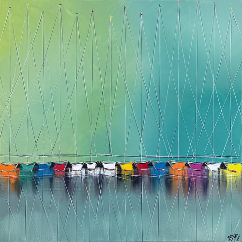 Couleurs à l'horizon... (ESPRIT VOILE 2025) von Olivier Messas, Malerei kaufen auf Singulart