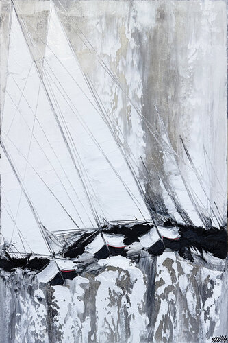 Les voiliers du bout du monde... (PAYSAGE ABSTRAIT 2026) von Olivier Messas, Malerei kaufen auf Singulart