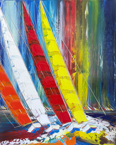 Couleurs de régate… (ESPRIT VOILE 2026) van Olivier Messas, Schilderij te koop op Singulart
