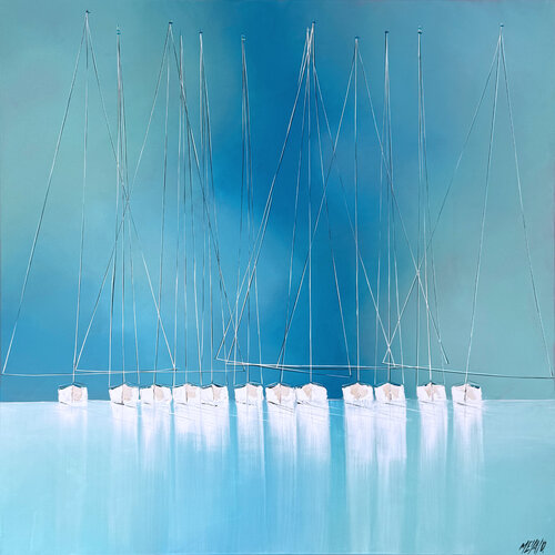 Ciel bleu d’été… (ESPRIT VOILE 2026) di Olivier Messas, Pittura in vendita su Singulart