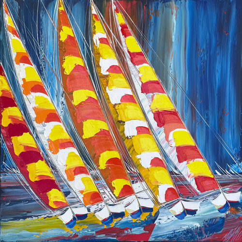 Lumière sur les voiles… (ESPRIT VOILE 2026) by Olivier Messas, Painting for Sale on Singulart