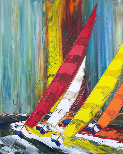 Régate… (ESPRIT VOILE 2026) by Olivier Messas, Painting for Sale on Singulart