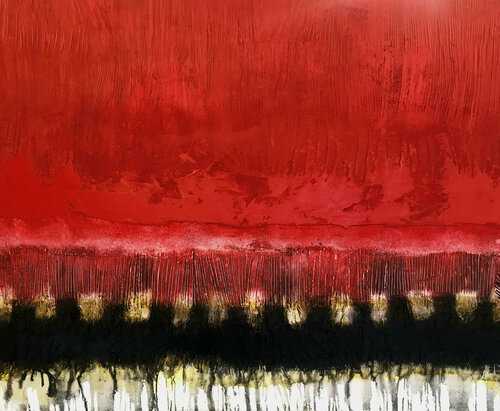 Horizon en rouge... (2020) di Olivier Messas, Pittura in vendita su Singulart
