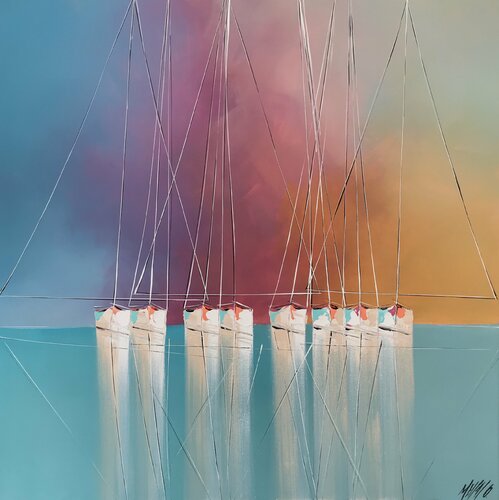 Jeux de mâts... (ESPRIT VOILE 2020) di Olivier Messas, Pittura in vendita su Singulart