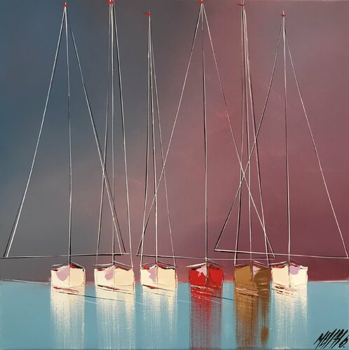 Voiliers du soir... (Esprit Voile 2020) di Olivier Messas, Pittura in vendita su Singulart