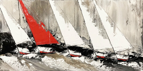 Le voilier rouge... (Paysage abstrait 2020) di Olivier Messas, Pittura in vendita su Singulart