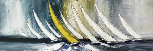 La course au large... (Esprit voile 2017) di Olivier Messas, Pittura in vendita su Singulart