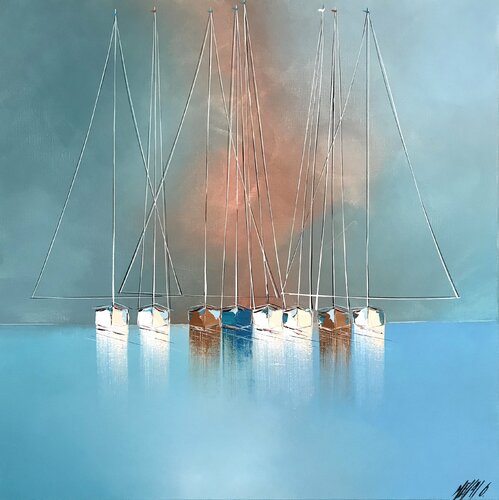 Silence en mer... | «  SILENCE AT SEA... » (ESPRIT VOILE 2020) di Olivier Messas, Pittura in vendita su Singulart