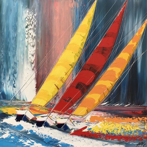Couleurs à la mer... | «COLORS AT SEA... » (ESPRIT VOILE 2020) di Olivier Messas, Pittura in vendita su Singulart