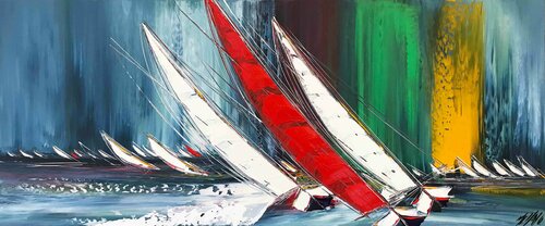 Jour de régate... (ESPRIT VOILE 2020) di Olivier Messas, Pittura in vendita su Singulart