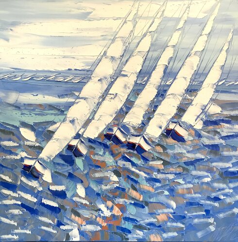 Ciel bleu... | « BLUE SKY...» (ESPRIT VOILE 2020) di Olivier Messas, Pittura in vendita su Singulart
