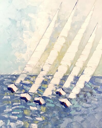 Le vent dans les voiles... | « THE WIND IN THE SAILS...» (ESPRIT VOILE 2020) di Olivier Messas, Pittura in vendita su Singulart