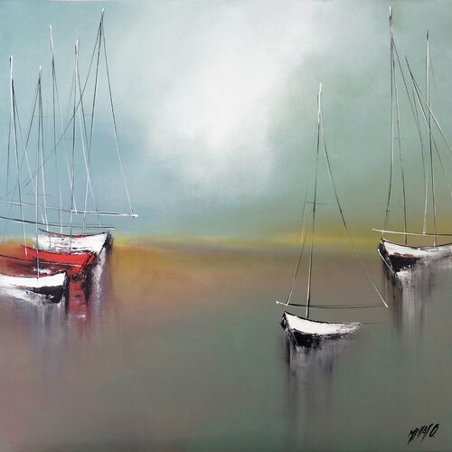 À marée basse... III « Esprit voile 2015 » di Olivier Messas, Pittura in vendita su Singulart