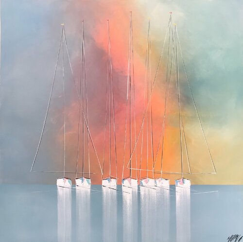 Quelque part en mer... (ESPRIT VOILE 2020) van Olivier Messas, Schilderij te koop op Singulart