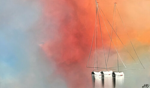 Le temps d'une pause... (ESPRIT VOILE 2020) van Olivier Messas, Schilderij te koop op Singulart