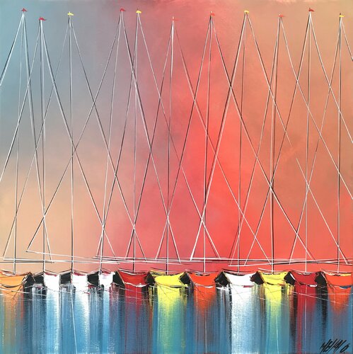 Coucher de soleil sur les mâts... (2020) van Olivier Messas, Schilderij te koop op Singulart
