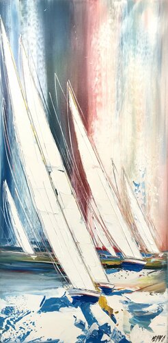 Au souffle du vent... IV (Esprit voile 2017) van Olivier Messas, Schilderij te koop op Singulart