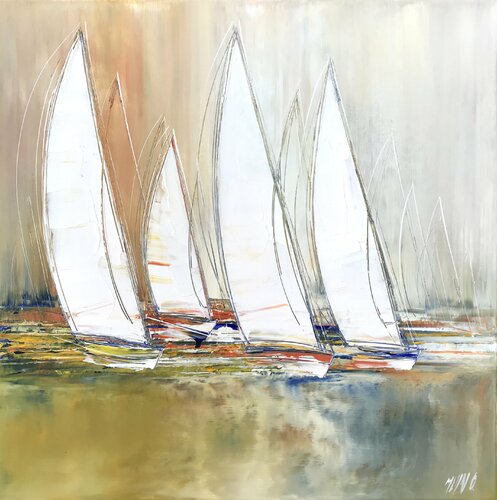 Voiliers en mer... (Esprit voile 2016) di Olivier Messas, Pittura in vendita su Singulart