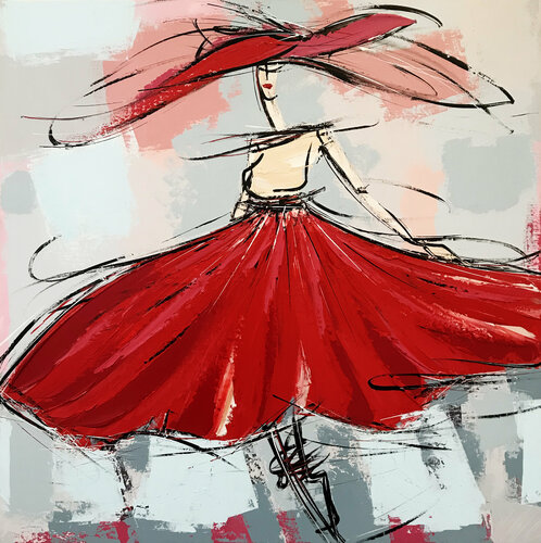 La fille à la robe rouge... (2020) di Olivier Messas, Pittura in vendita su Singulart