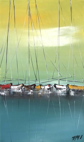 Voiliers à l’horizon... IV (ESPRIT VOILE 2015) van Olivier Messas, Schilderij te koop op Singulart