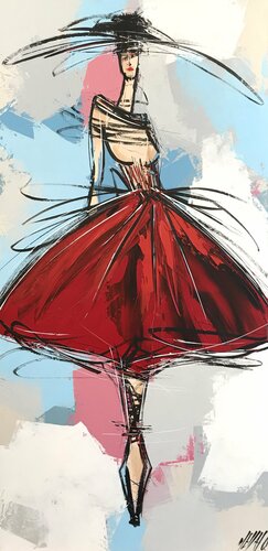 La fille à la robe rouge... (2020) van Olivier Messas, Schilderij te koop op Singulart