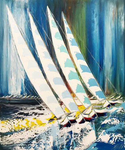 Le temps des régates... (Esprit voile 2020) von Olivier Messas, Malerei kaufen auf Singulart