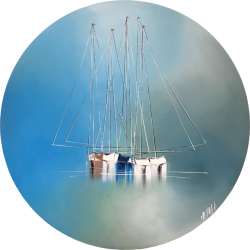 À travers le hublot... sérénité... (ESPRIT VOILE 2020) von Olivier Messas, Malerei kaufen auf Singulart