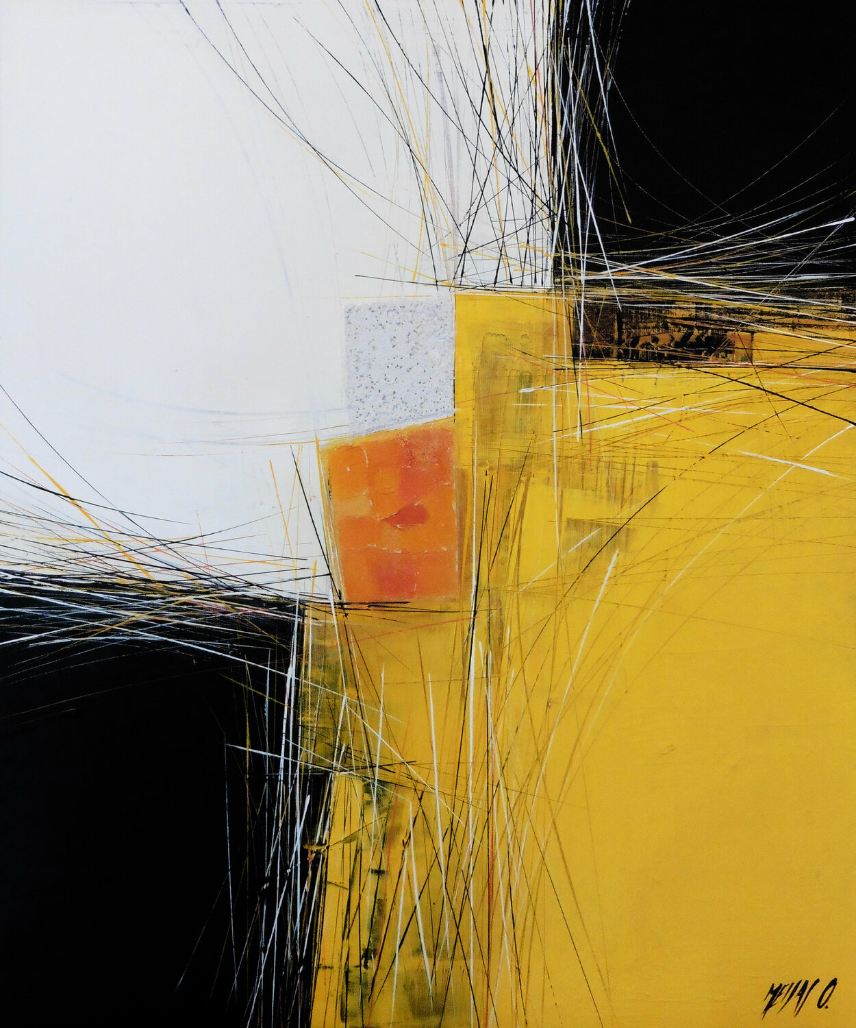 Paysage en jaune... « Géométrie nomade 2014 » Olivier Messas Originalgemälde zu verkaufen