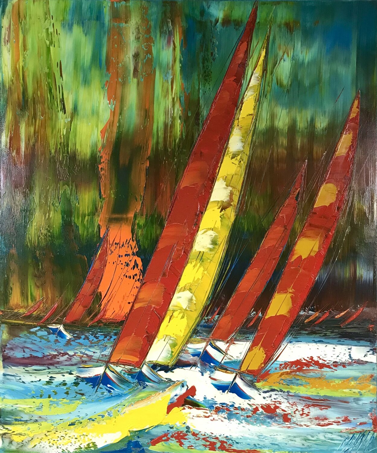 Sous une pluie de couleurs... (Esprit voile 2019) Olivier Messas Originalgemälde zu verkaufen