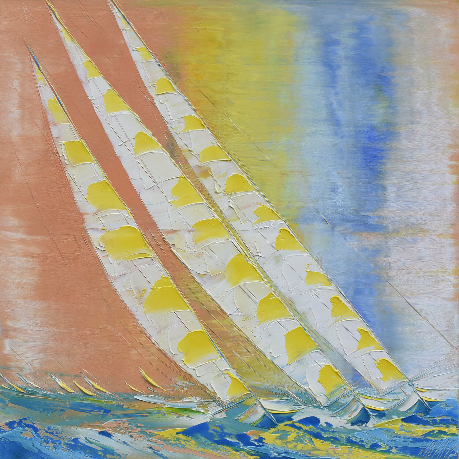 Lumière en mer... (Esprit Voile 2019) Olivier Messas Peinture originale à vendre