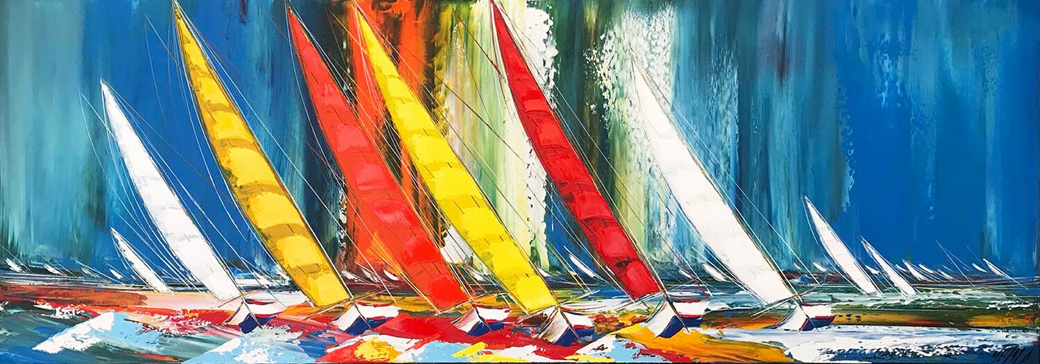 Évasion en mer... (Esprit voile 2021) Olivier Messas Dipinto originale in vendita