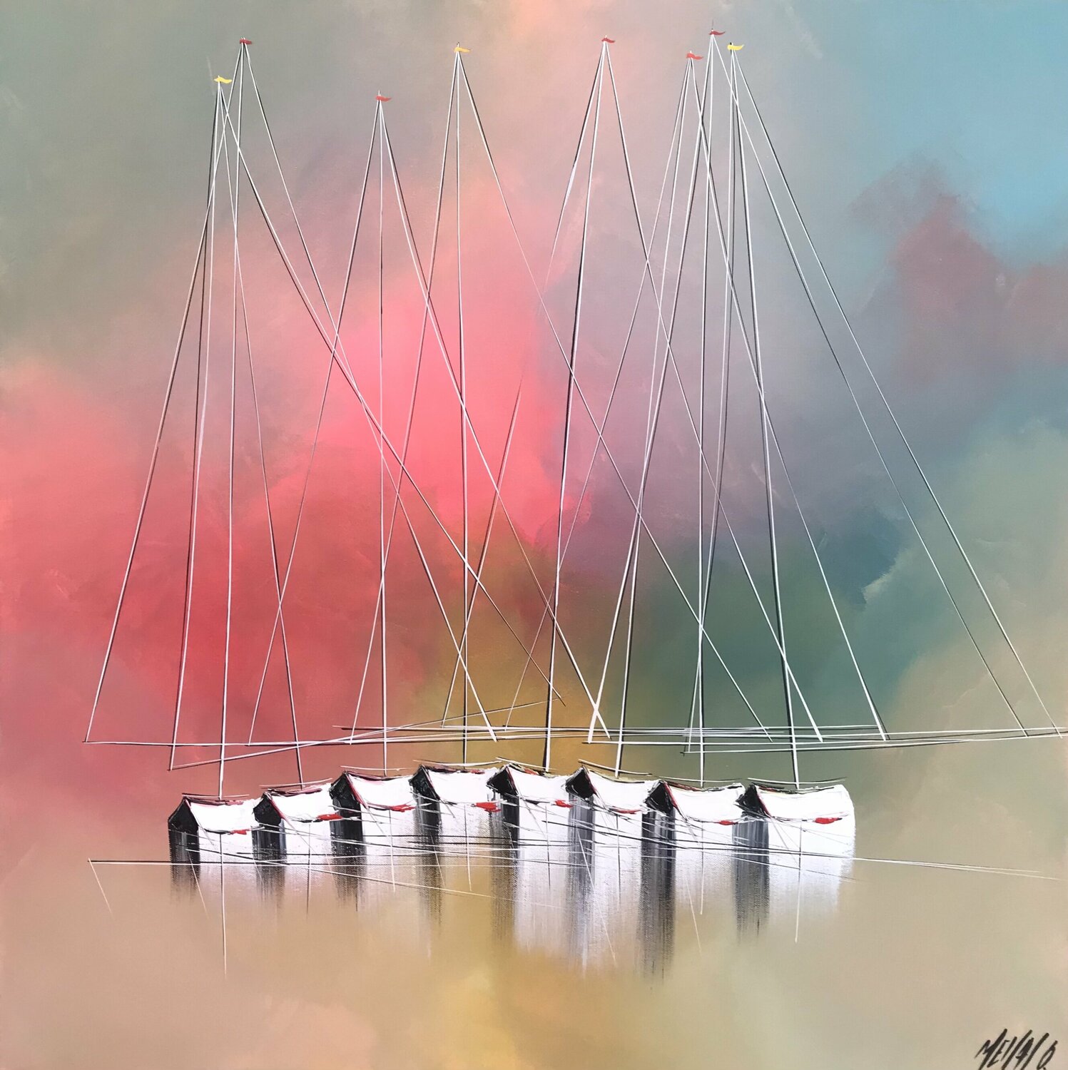 Suspendu entre ciel et mer... (Esprit voile 2021) Olivier Messas Originalgemälde zu verkaufen