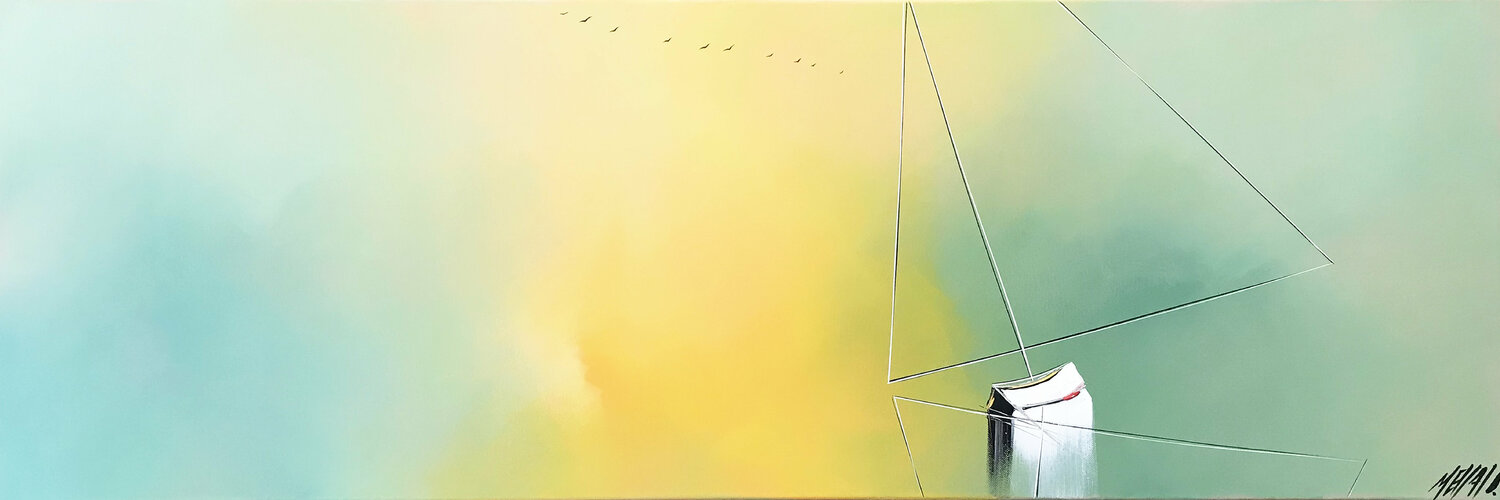 Un nouveau départ... (Esprit voile 2021) Olivier Messas Originalgemälde zu verkaufen