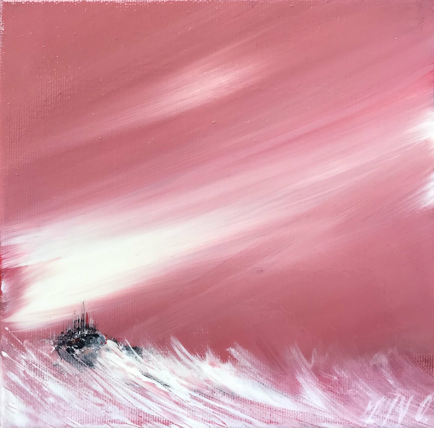 L’île du soleil rouge... (ENTRE CIEL ET MER 2014) Olivier Messas Originalgemälde zu verkaufen