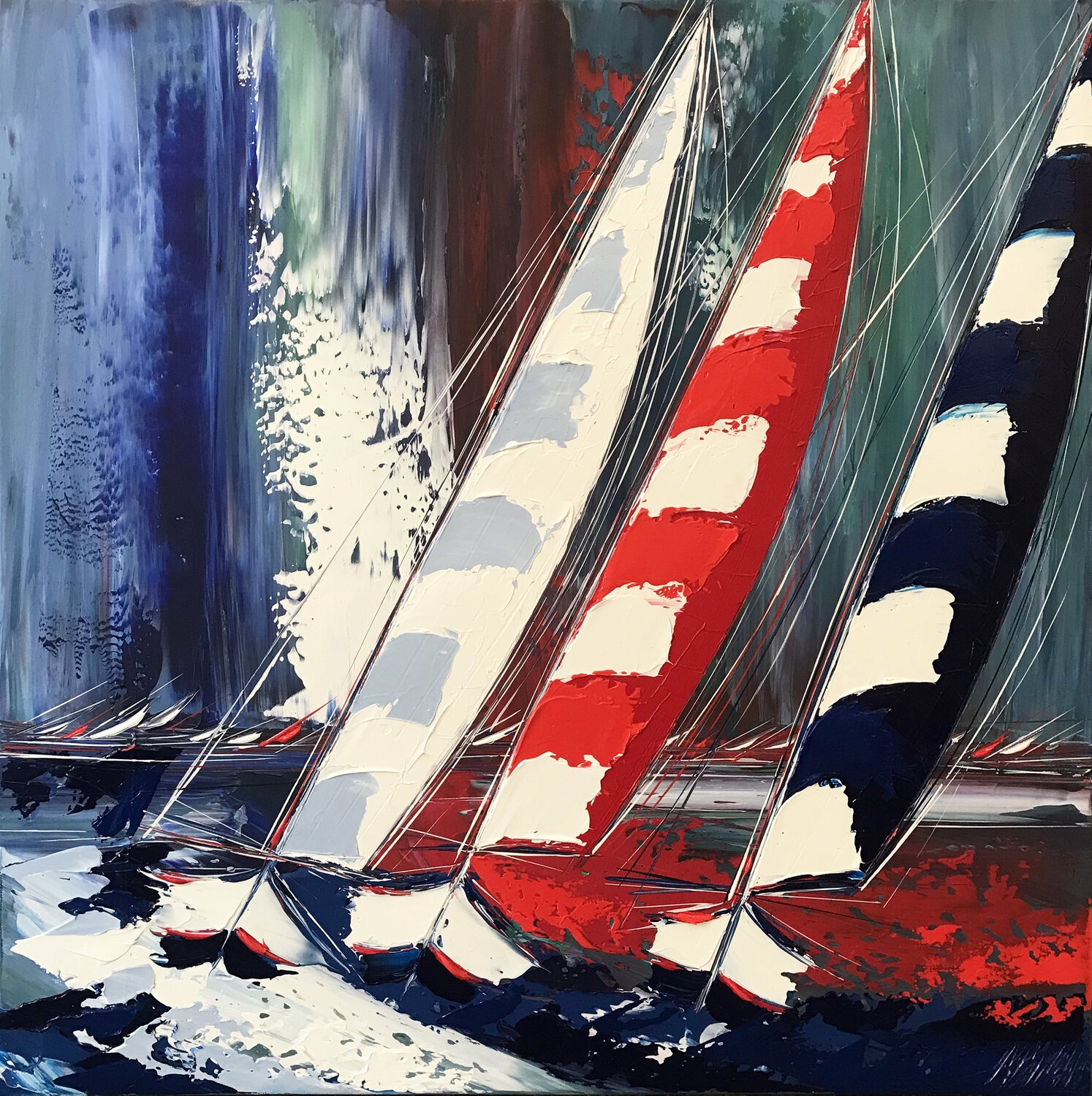 Un vent de liberté... (Esprit voile 2021) Olivier Messas Originalgemälde zu verkaufen