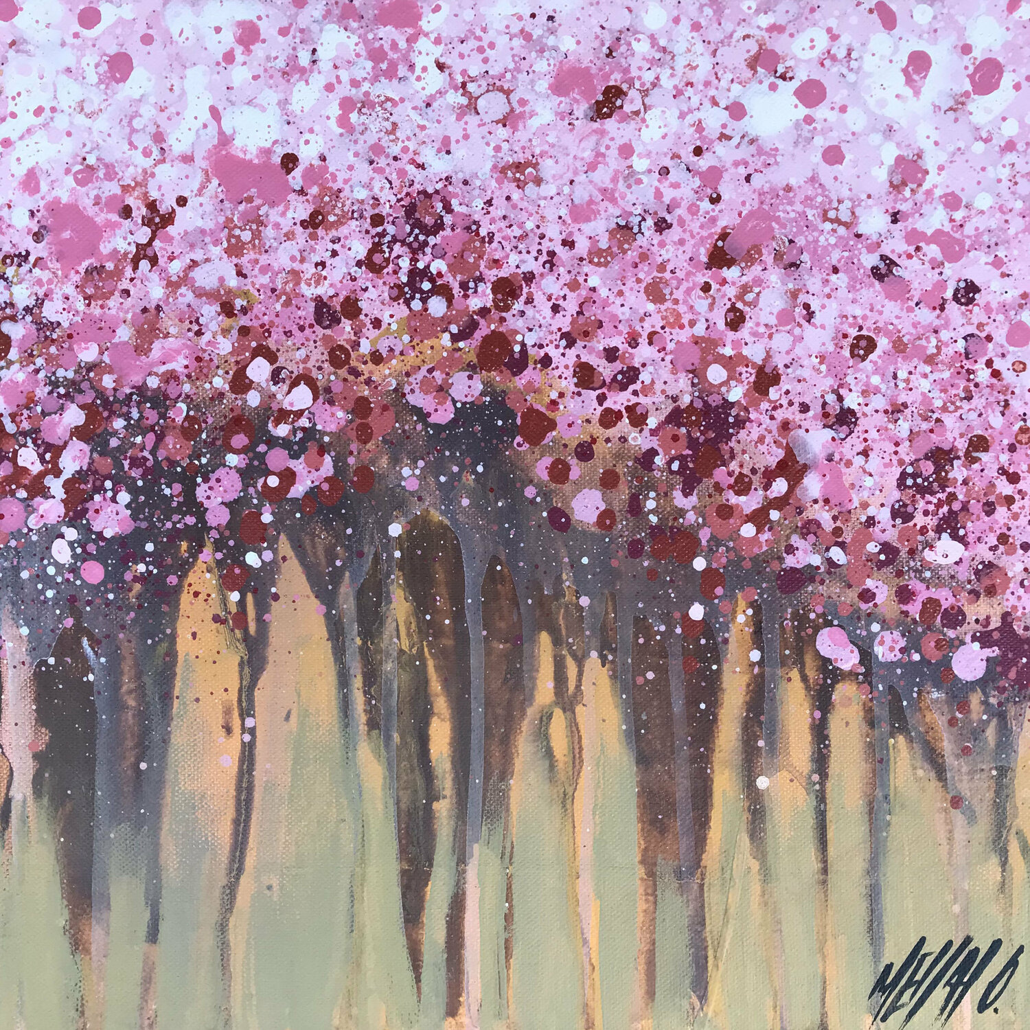 Les cerisiers en fleurs... (Souvenirs du sud 2021) Olivier Messas Originalgemälde zu verkaufen